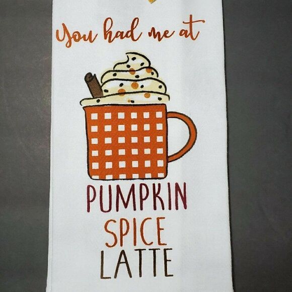 Kitchen Tea Towels Pumpkin Spice Latte Halloween - Picture 2 of 10